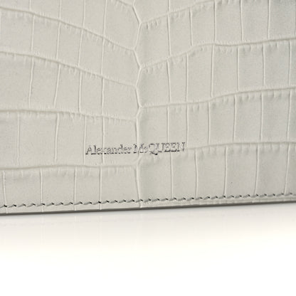 Alexander McQueen Calfskin Crocodile Embossed Skull Mini Crossbody Bag White 10 of 11