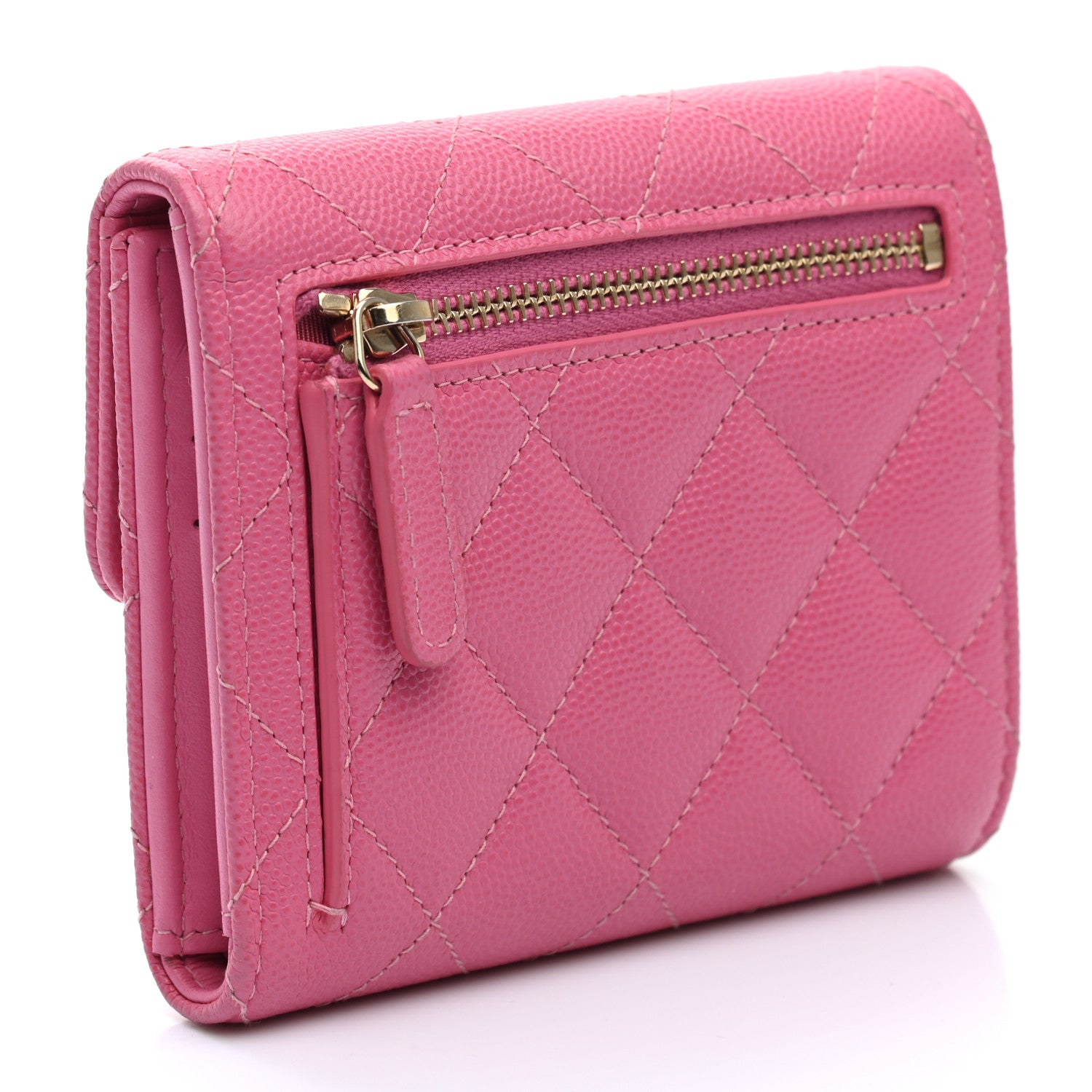 Chanel Caviar Quilted Compact Flap Wallet Pink 2 of 7