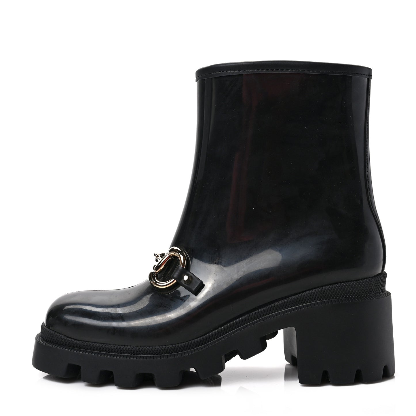 Rubber Womens Horsebit Ankle Boots 38 Black