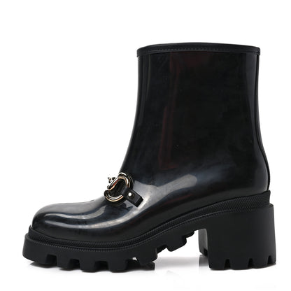 Gucci Rubber Womens Horsebit Ankle Boots 38 Black 1 of 8