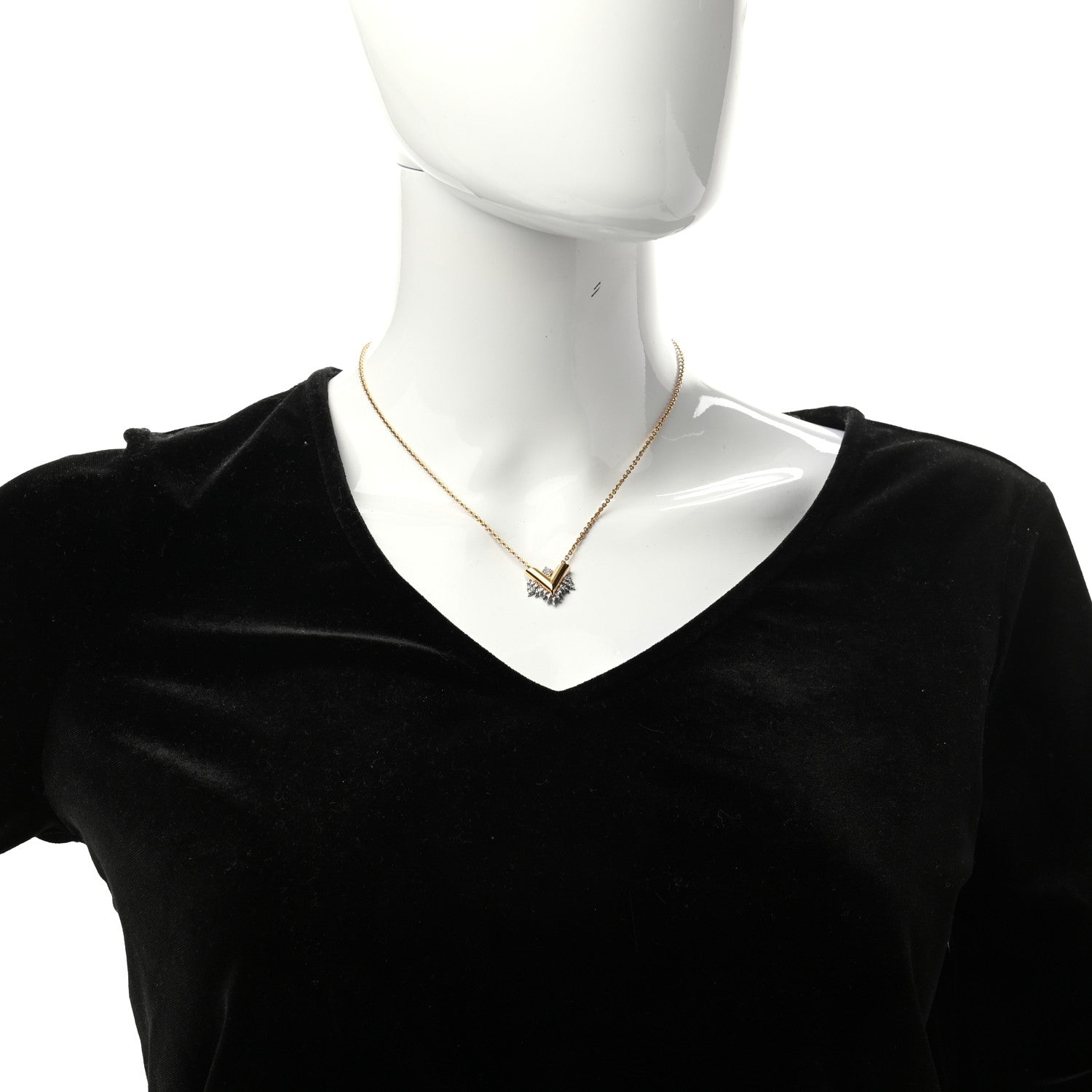 Louis Vuitton Crystal Essential Glory LV Necklace Gold 2 of 6