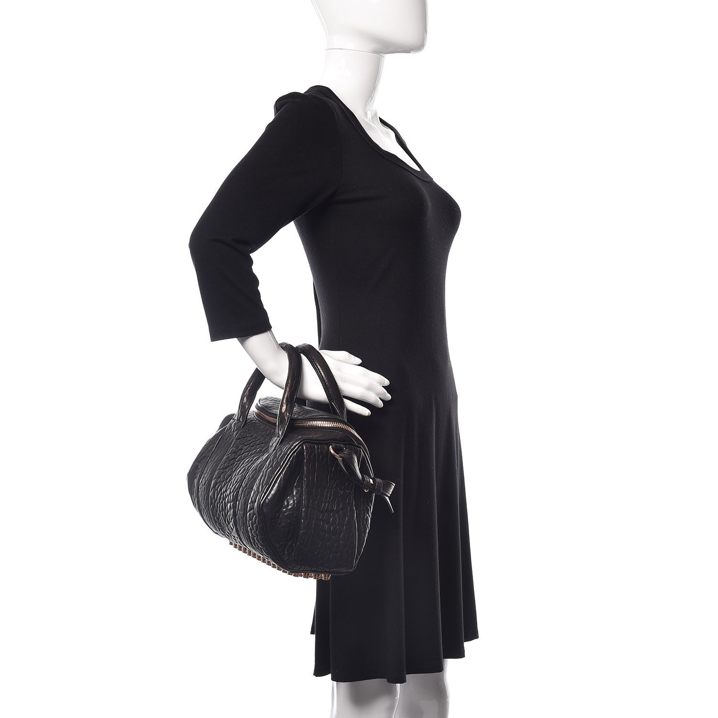 Pebbled Lambskin Mini Rockie Black Rose Gold Hardware