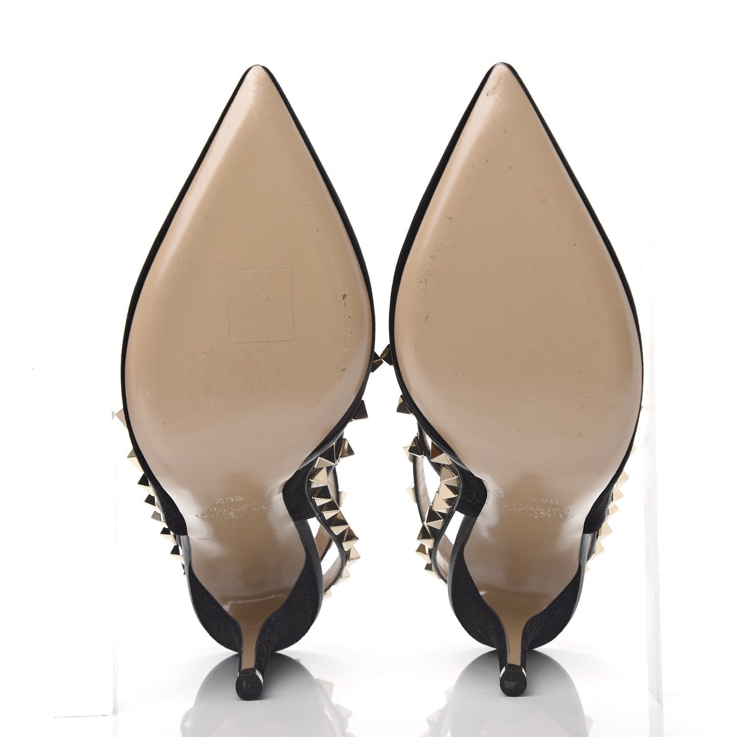 Velvet Rockstud Ankle Strap Pumps 36.5 Black