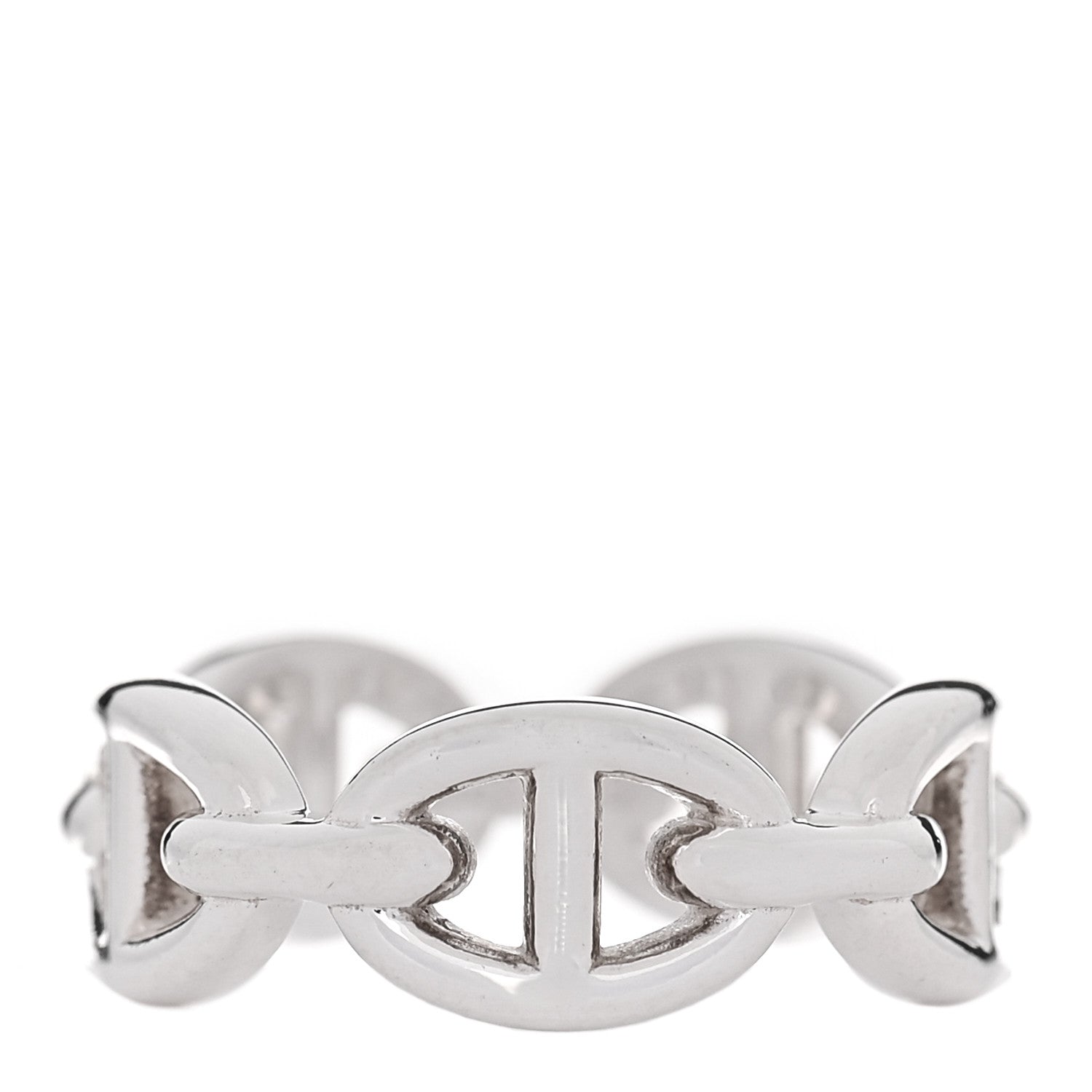 Hermes Sterling Silver PM Chaine d'Ancre Enchainee Band Ring 52 6 1 of 8
