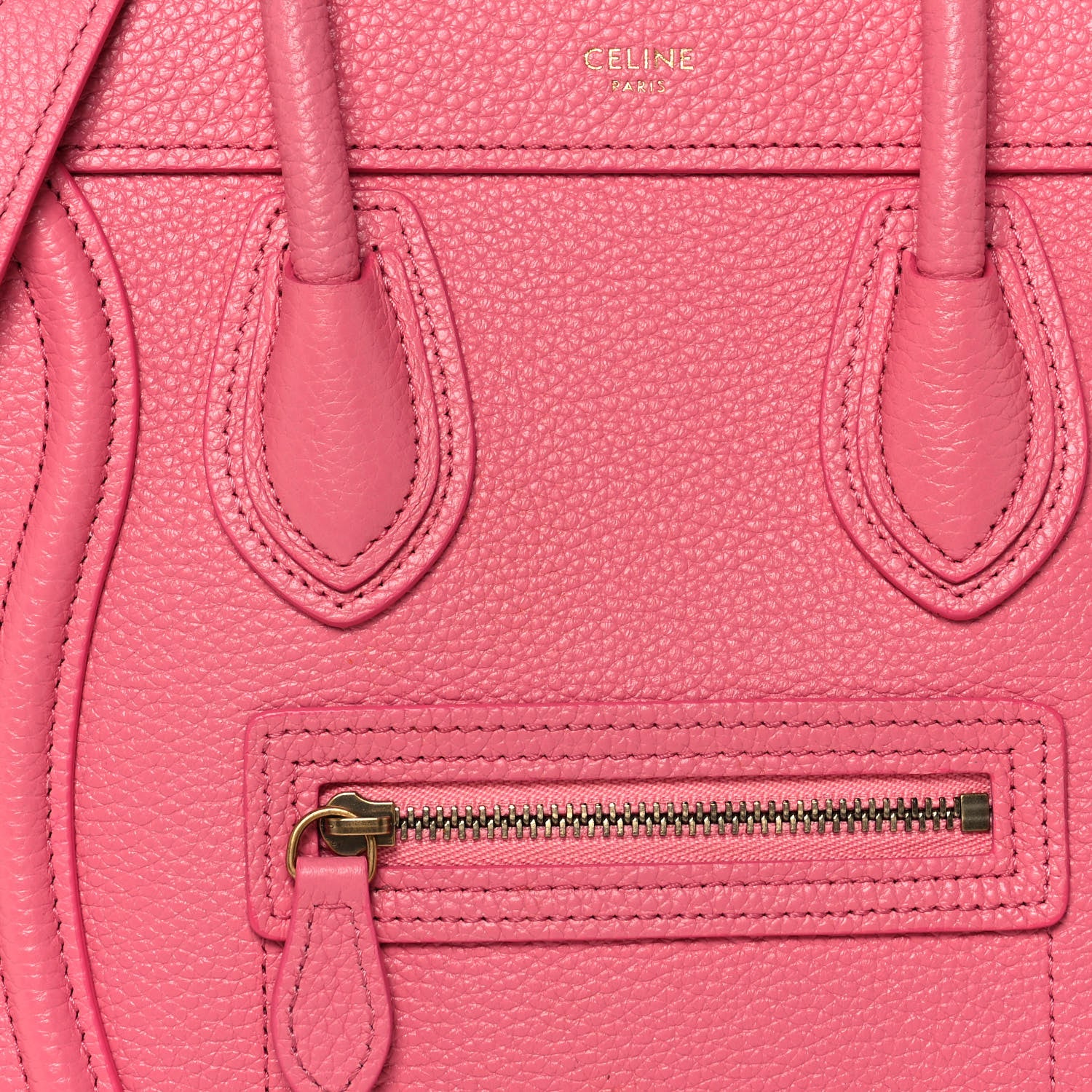 Celine Drummed Calfskin Nano Luggage Flamingo 7 of 15