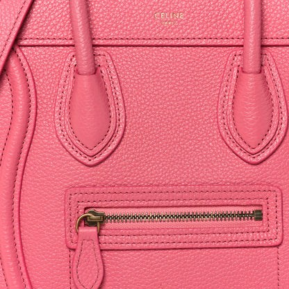 Celine Drummed Calfskin Nano Luggage Flamingo 7 of 15