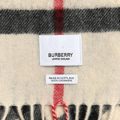 Burberry Cashmere Giant Check Fringe Scarf Ivory 4 of 4