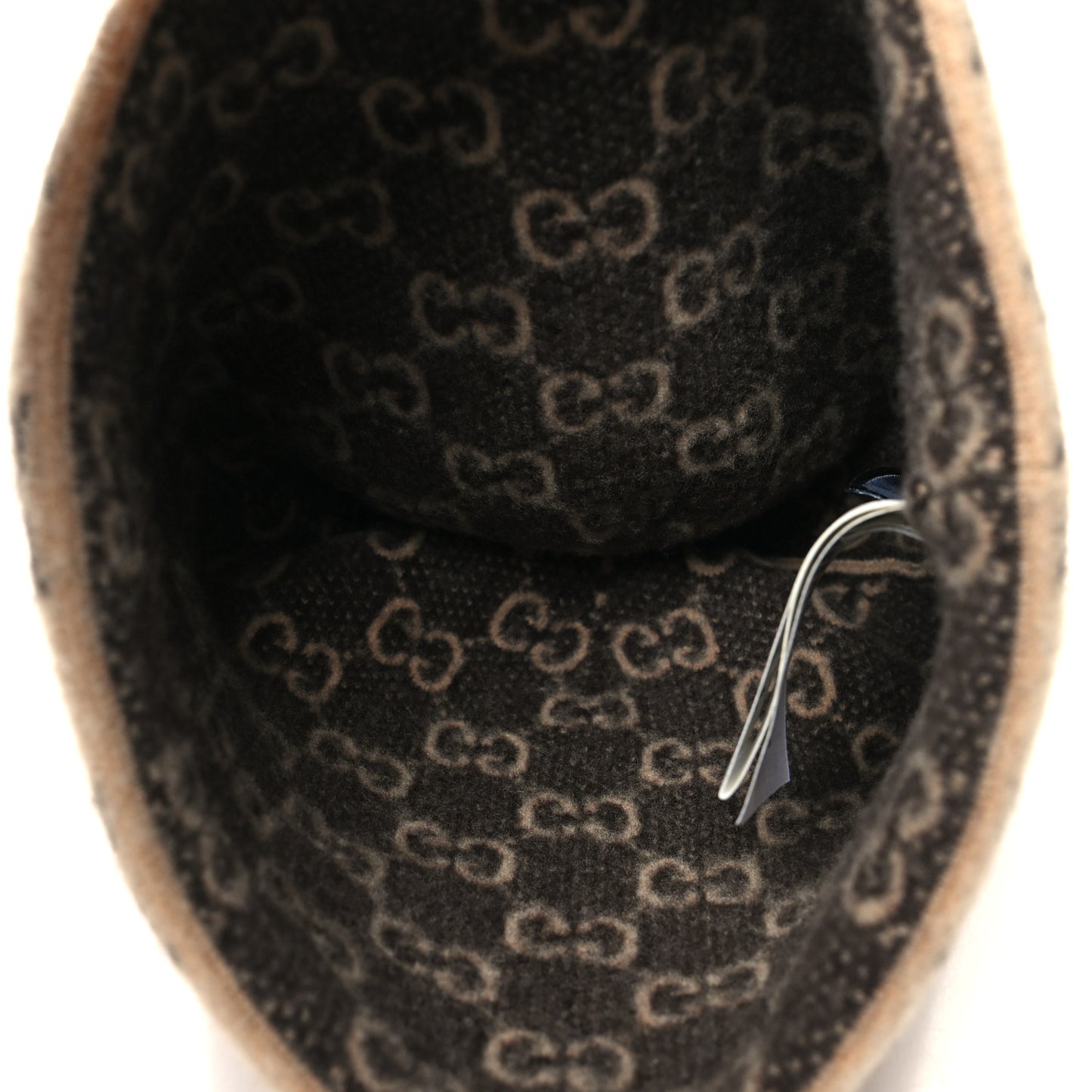 Wool GG Monogram Fog Tricot Beanie Hat M Beige Dark Brown