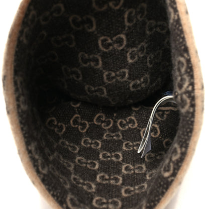 Gucci Wool GG Monogram Fog Tricot Beanie Hat M Beige Dark Brown 3 of 4