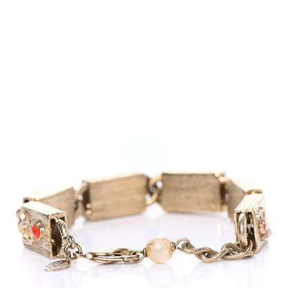 Chanel Pearl Bead CC Charm Chain Link Bracelet Multicolor 2 of 4