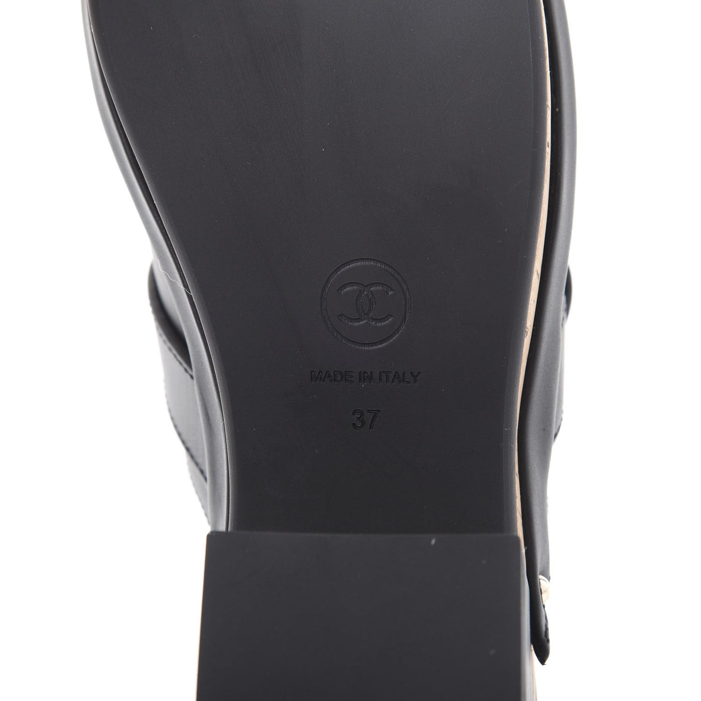 Calfskin CC Turn Lock Clogs 37 Black