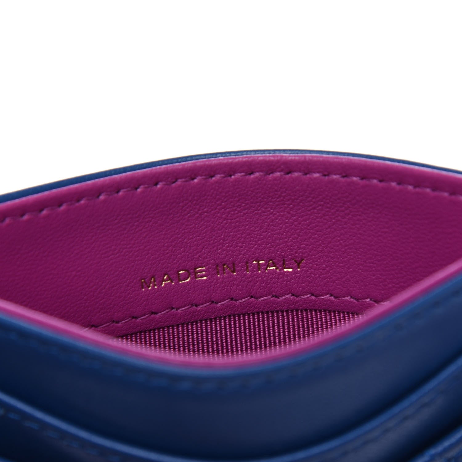 Chanel Lambskin Quilted Card Holder Blue Pink 7 of 9