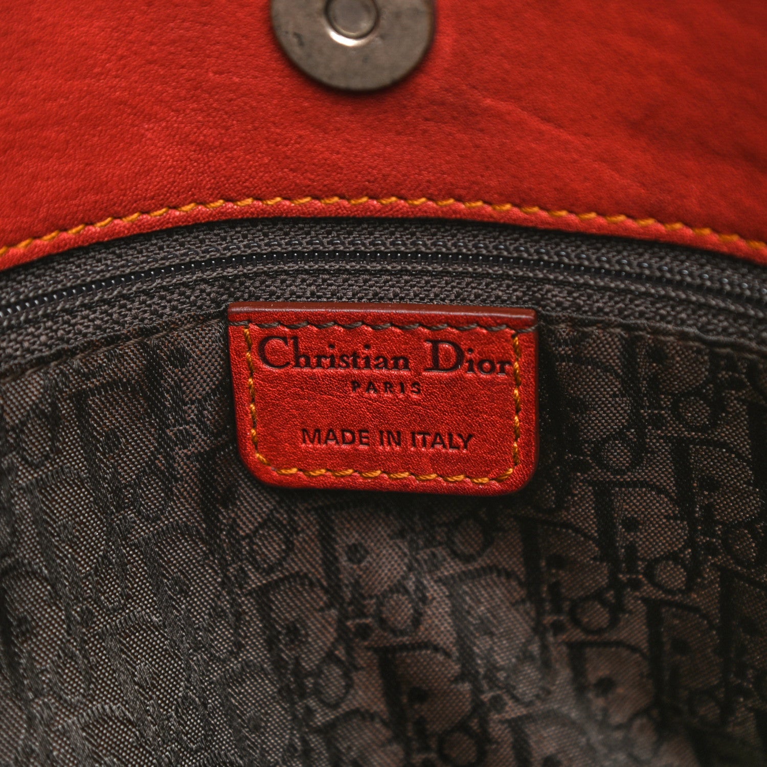 Christian Dior Calfskin Large Gaucho Double Saddle Bag Red 6 of 10