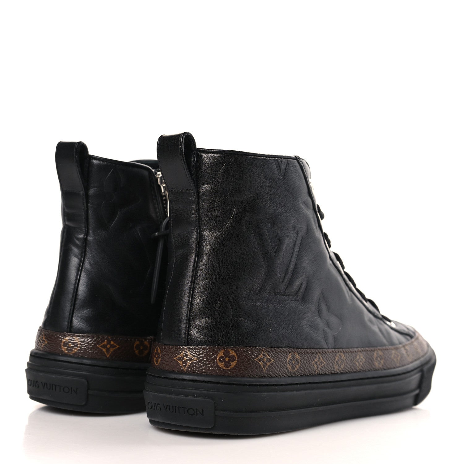 Louis Vuitton Calfskin Embossed Monogram Giant Stellar Sneaker Boots 37 Black 4 of 7