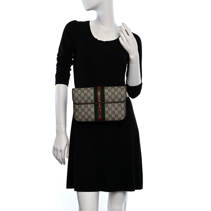 Gucci GG Supreme Monogram Azalea Calfskin Web Jackie 1961 Belt Bag 90 36 Beige Ebony Brown Sugar 2 of 8