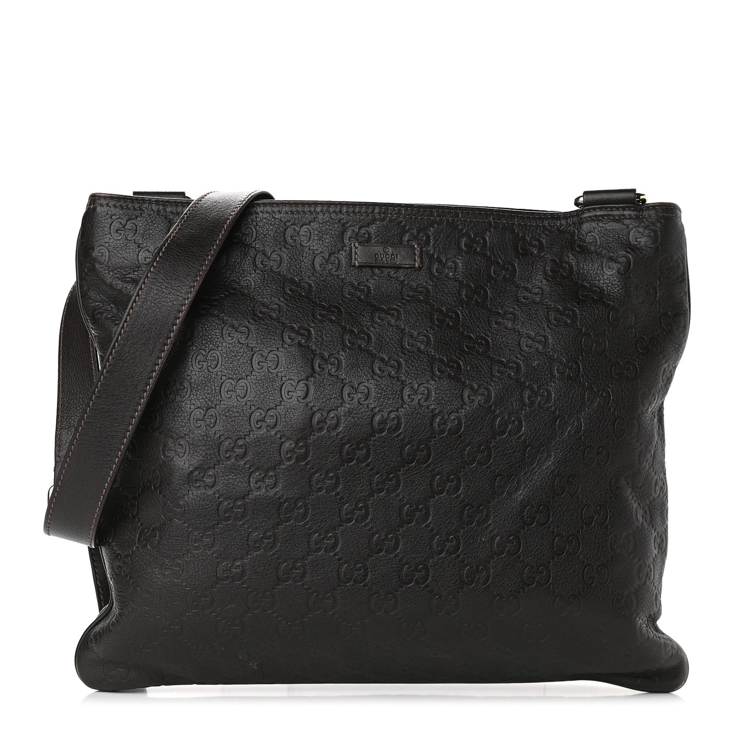 Guccissima Medium Flat Messenger Bag Dark Brown