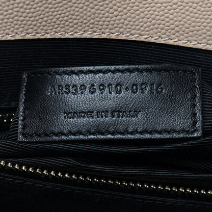 Saint Laurent Grain De Poudre Matelasse Chevron Large Monogram Satchel Dark Beige 7 of 15