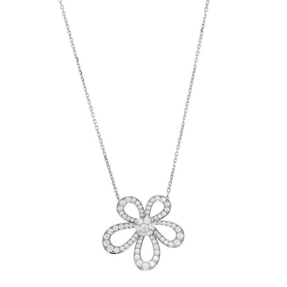 Van Cleef & Arpels 18K White Gold Diamond Flowerlace Pendant Necklace 1 of 7