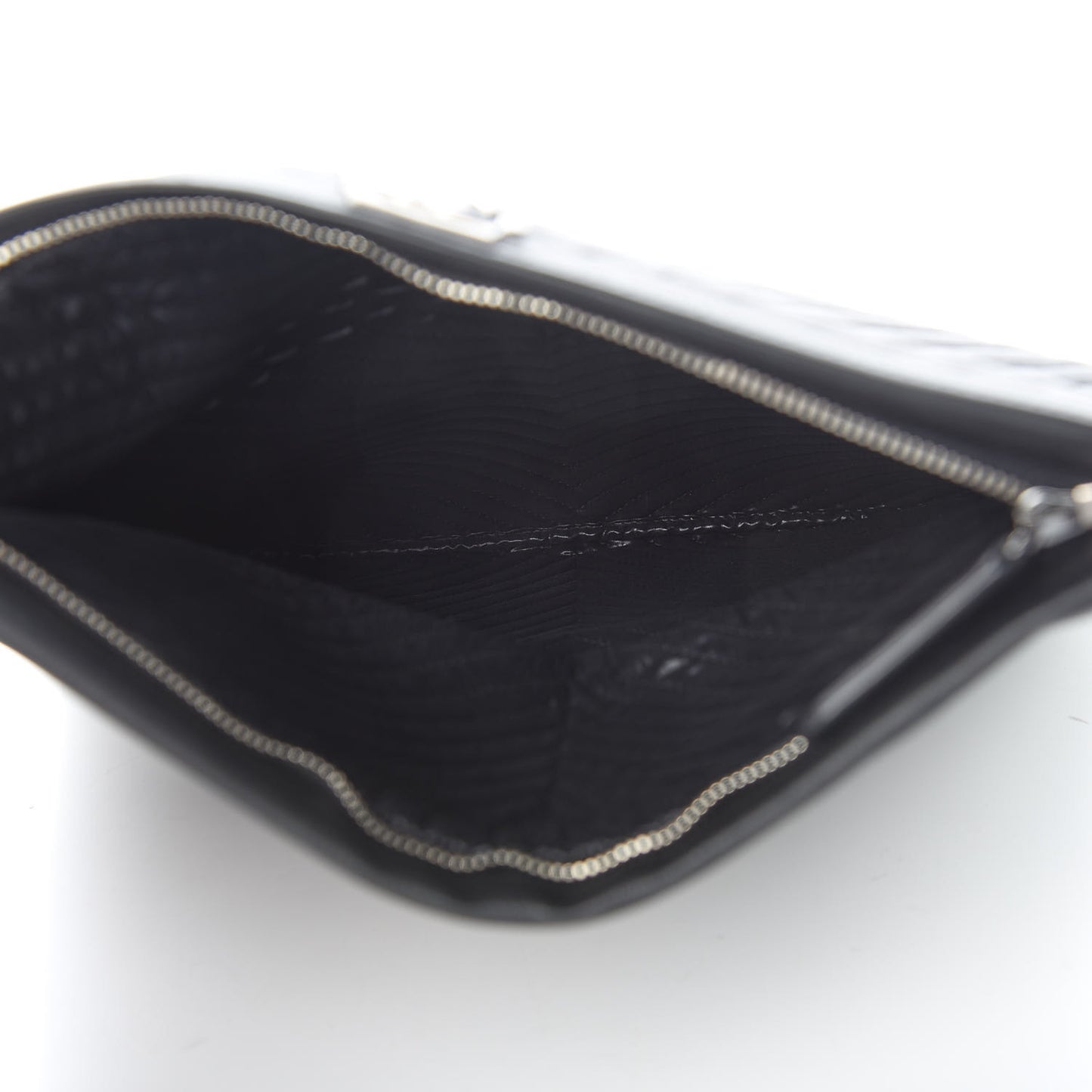 Calfskin Chevron Quilted Beauty CC Boy Clutch Black