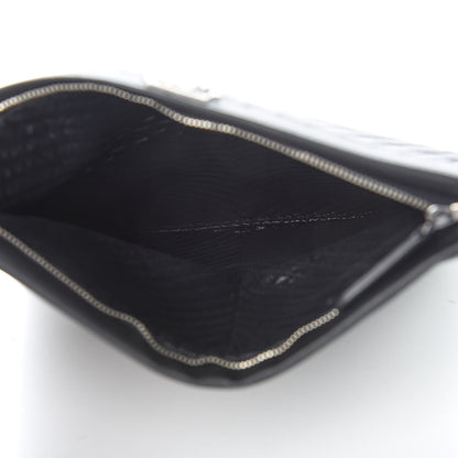 Chanel Calfskin Chevron Quilted Beauty CC Boy Clutch Black 5 of 10