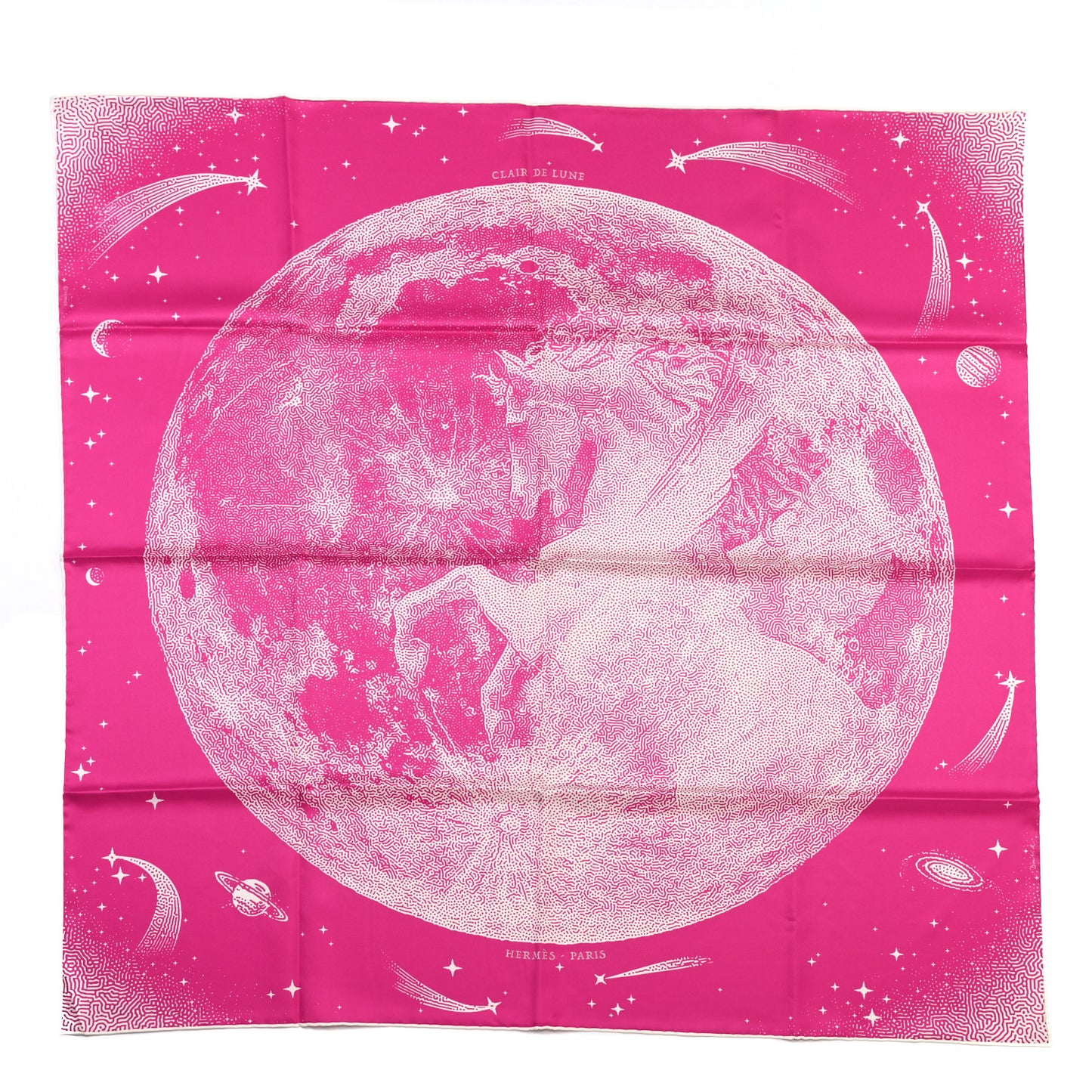 Silk Clair De Lune Double Face Scarf 90 Rose Vif White Rouge