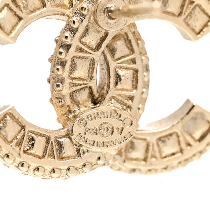 Chanel Crystal Timeless CC Earrings Light Gold 4 of 5