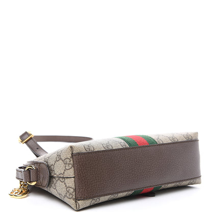 Gucci GG Supreme Monogram Textured Dollar Calfskin Web Small Ophidia Dome Shoulder Bag Beige Ebony New Acero 3 of 10