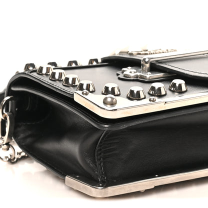 Prada City Calf Saffiano Studded Cahier Bag Black 8 of 10