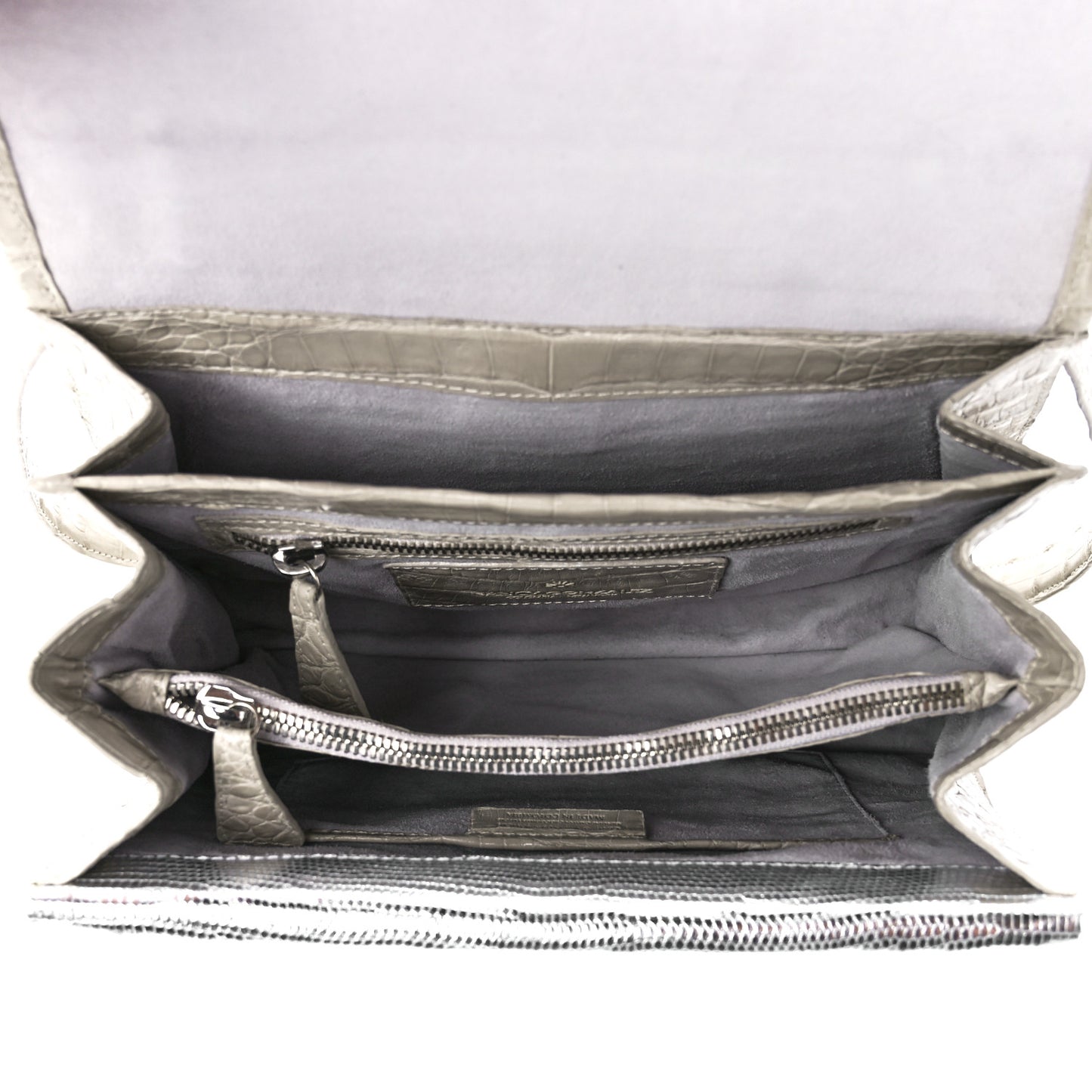 Lizard Crocodile Small Liza Top Handle Bag Beige