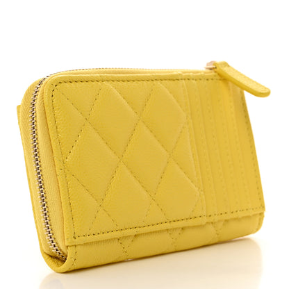 Chanel Caviar Quilted CC Zip Around Card Holder Yellow 3 of 7