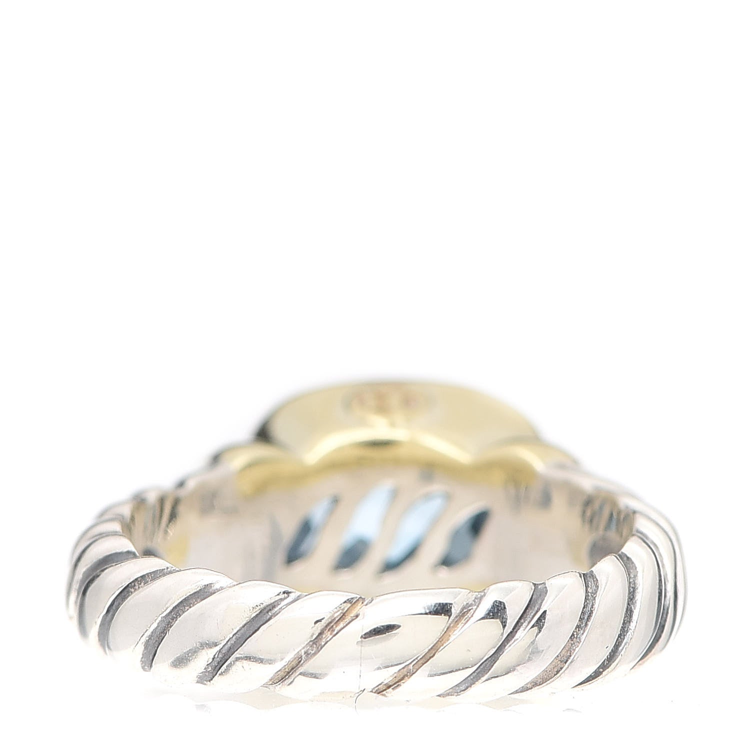 David Yurman Sterling Silver 14K Yellow Gold Blue Topaz 10mm Noblesse Ring 56 7.5 3 of 5