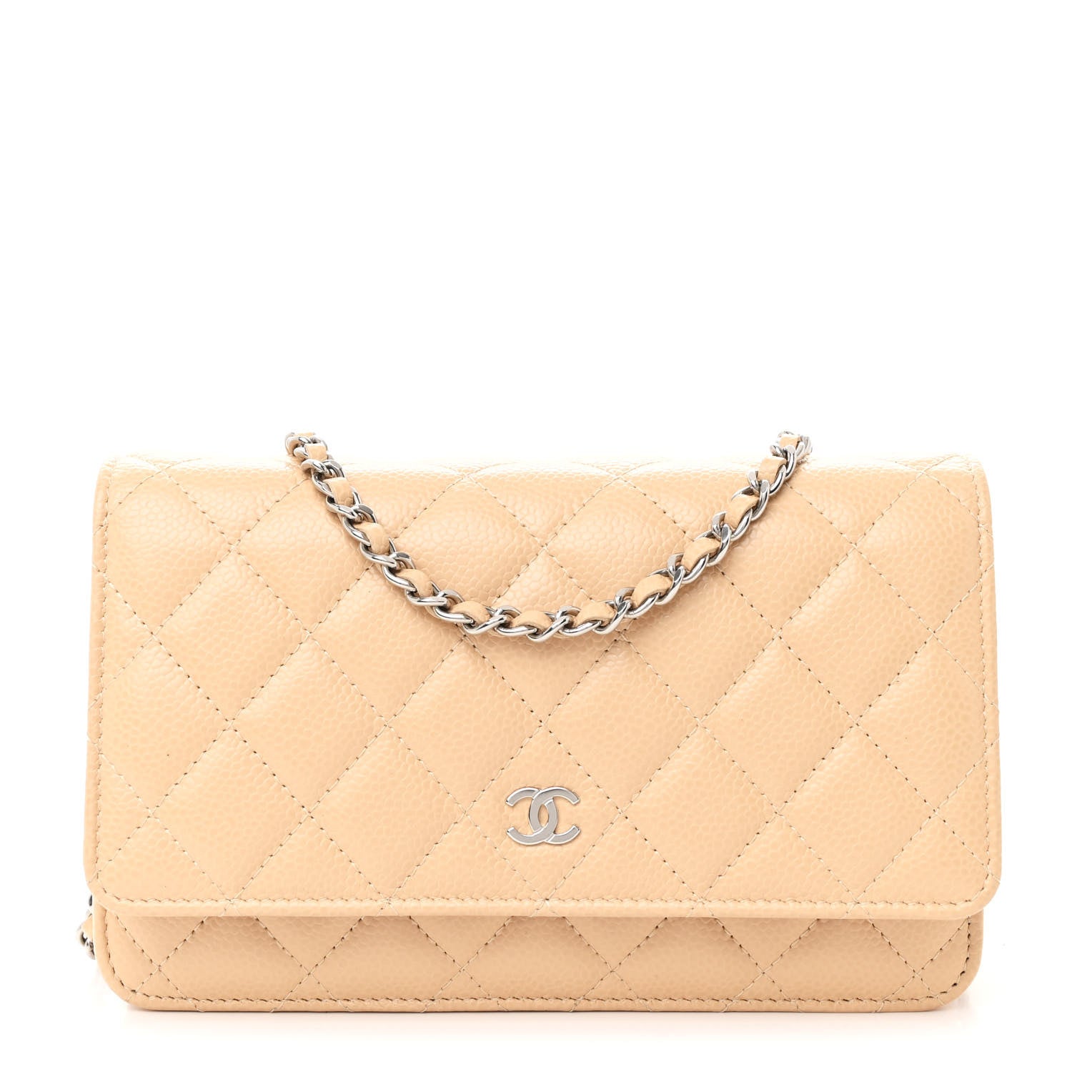 Chanel Caviar Quilted Wallet on Chain WOC Beige 1 of 12