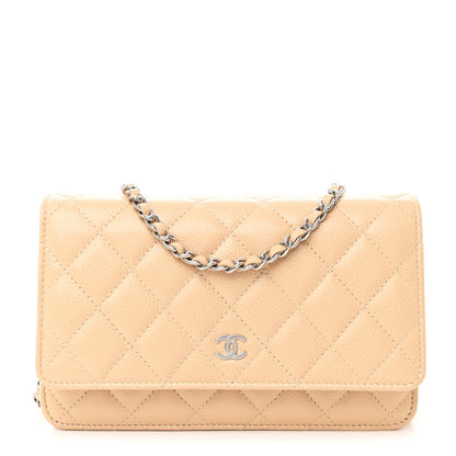 Chanel Caviar Quilted Wallet on Chain WOC Beige 1 of 12