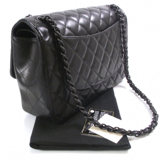 Chanel Lambskin Quilted Jumbo Flap Black BHW 11P 3 of 12