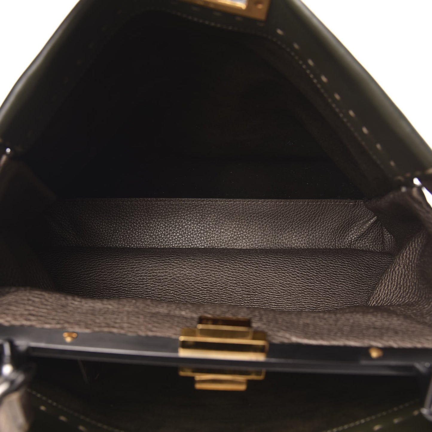 Vitello Saddle Cuoio Romano Selleria Large Peekaboo Iconic Satchel Olive