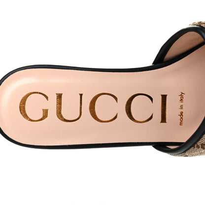 Gucci Monogram Matelasse Diagonal GG Marmont Flat Slide Sandals 37.5 Beige Ebony Black 6 of 8