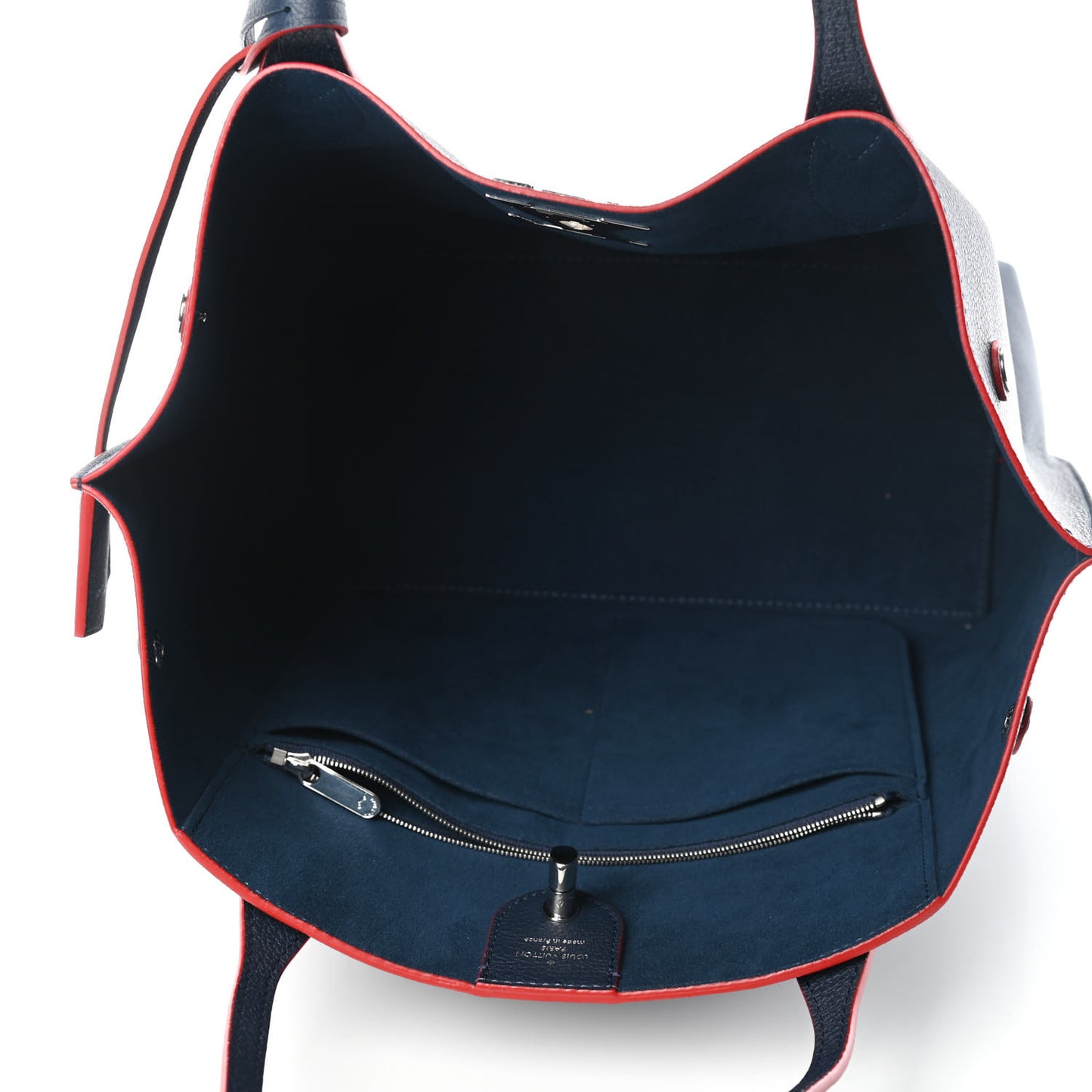 Calfskin Lockme Go Tote Marine Rouge