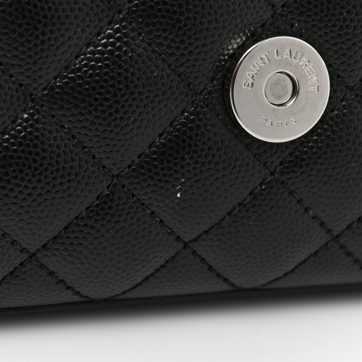 Grain De Poudre Textured Mixed Matelasse Triquilt Small Monogram Satchel Black