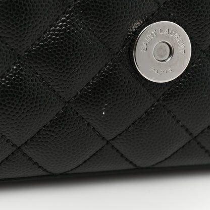Saint Laurent Grain De Poudre Textured Mixed Matelasse Triquilt Small Monogram Satchel Black 10 of 13