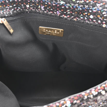 Chanel Tweed Sequin Quilted Maxi Chanel 19 Flap Black Multicolor 5 of 10