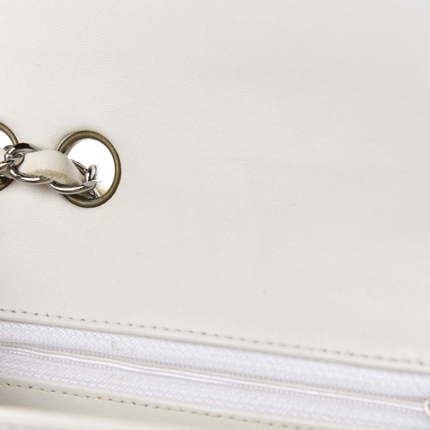 Lambskin Patent Chocolate Bar Flap White Black