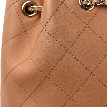 Chanel Calfskin Stitched Chain Top Handle Bucket Bag Light Brown 12 of 12