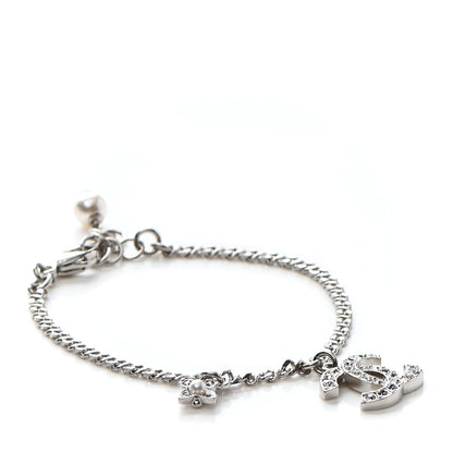 Chanel Crystal Pearl CC Bracelet Silver 1 of 5