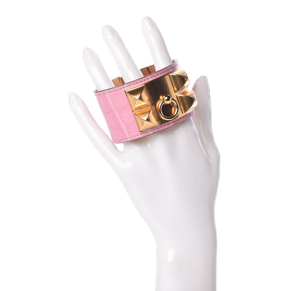 Hermes Matte Alligator Collier De Chien CDC Bracelet T2 Pink 2 of 6