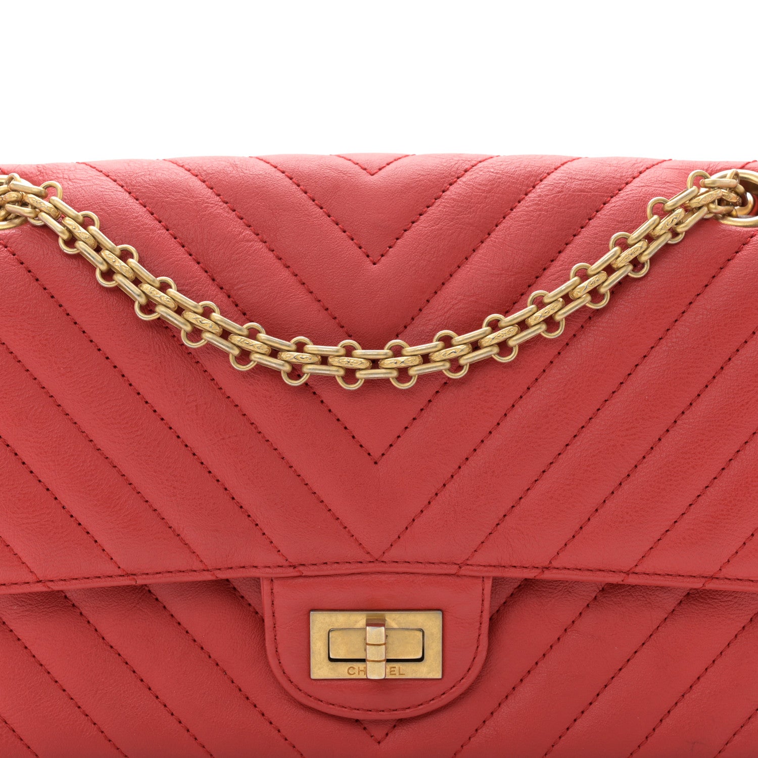 Chanel Sheepskin Chevron Quilted 2.55 Reissue 225 Flap Red 8 of 10
