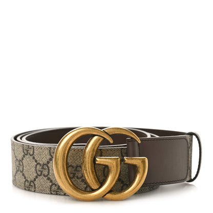 Gucci GG Supreme Monogram Matte Plutone Calfskin Double G 40mm Belt 110 44 Beige Ebony New Acero 1 of 3