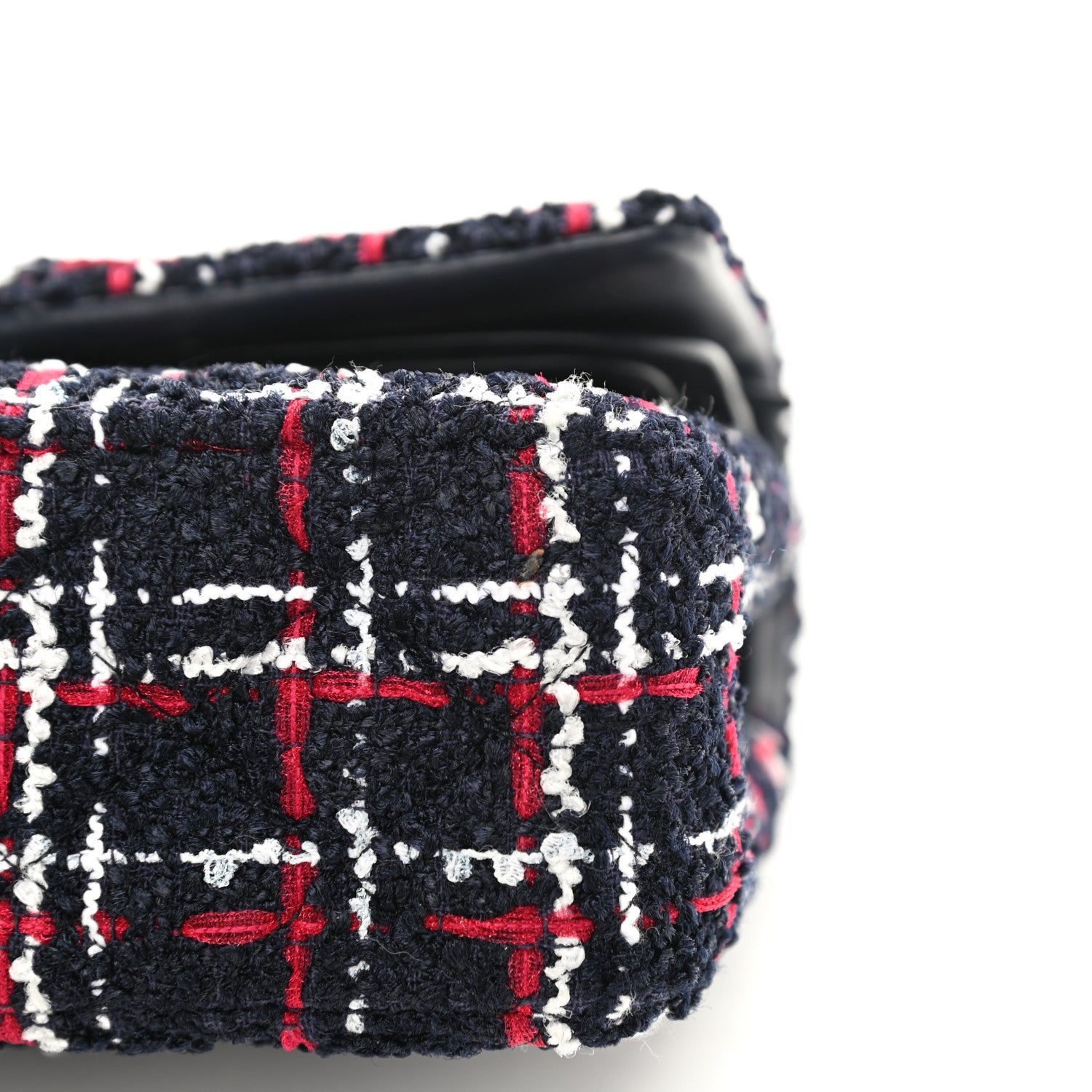 Chanel Tweed Quilted Medium Double Flap Navy White Red 15 of 16