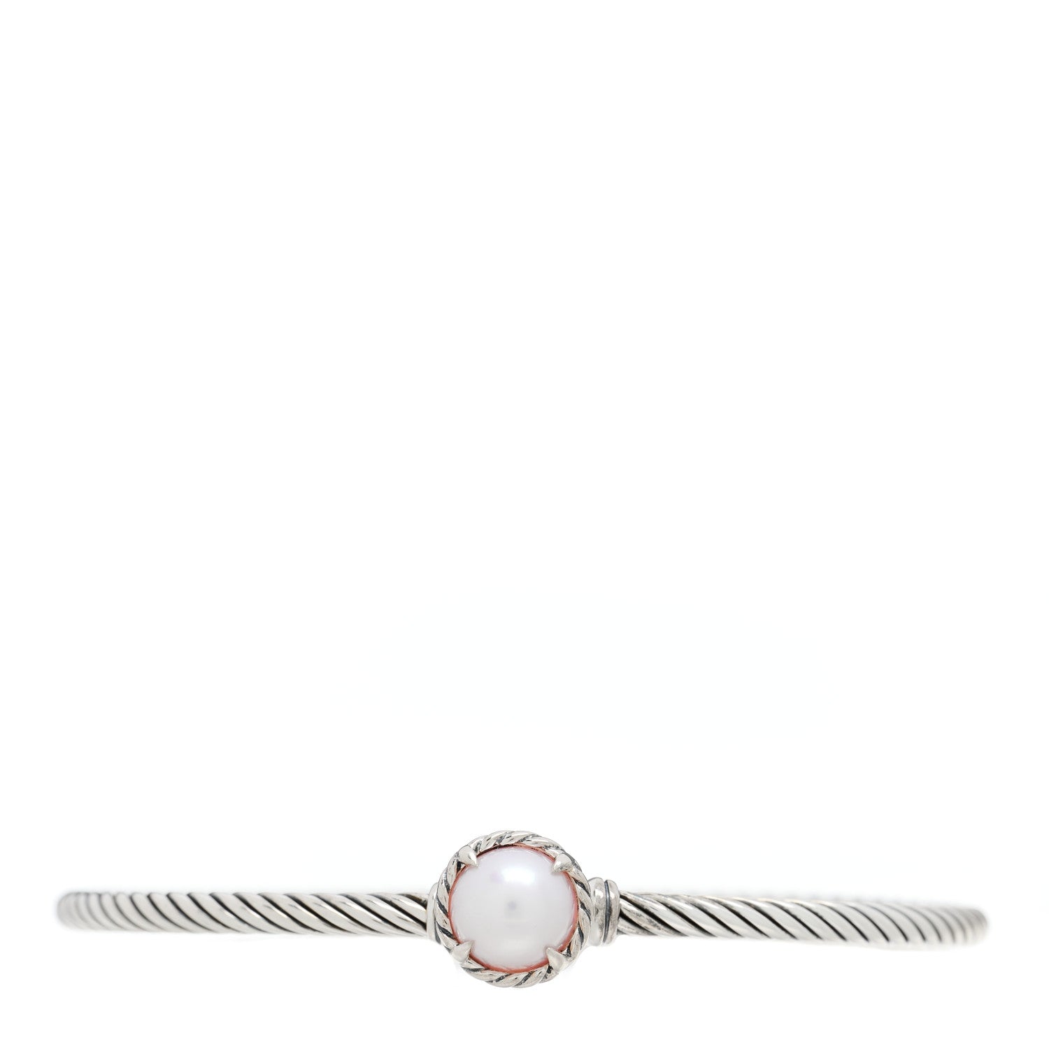 David Yurman Sterling Silver Pink Pearl 3mm Chatelaine Bracelet 1 of 3