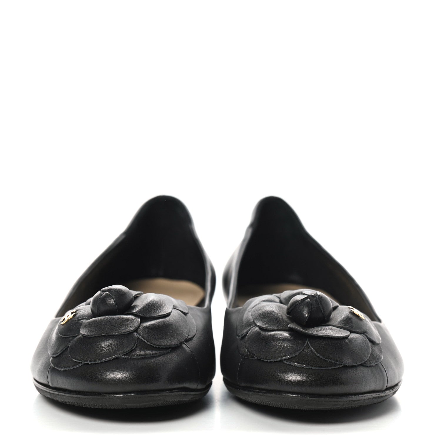 Chanel Lambskin Camellia Ballerina Flats 37 Black 2 of 12
