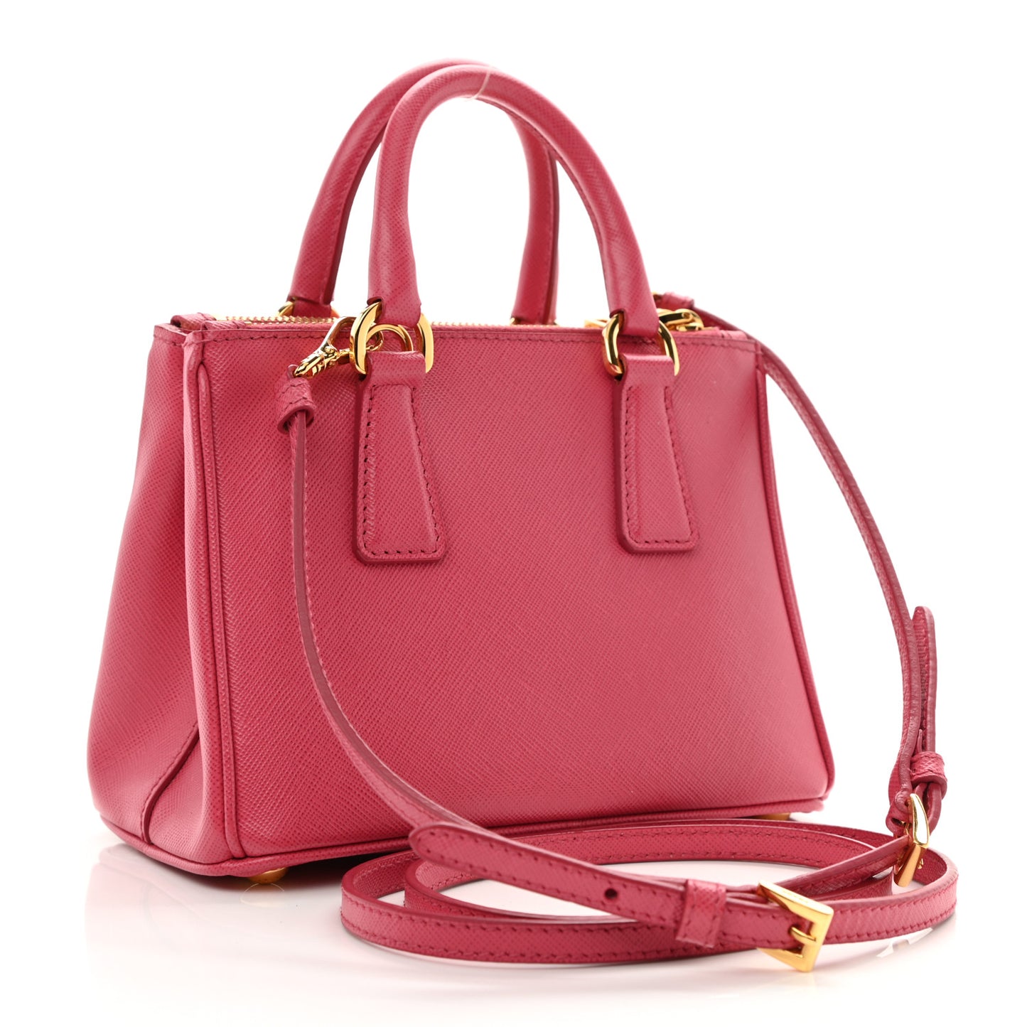Saffiano Lux Micro Galleria Double Zip Tote Peonia